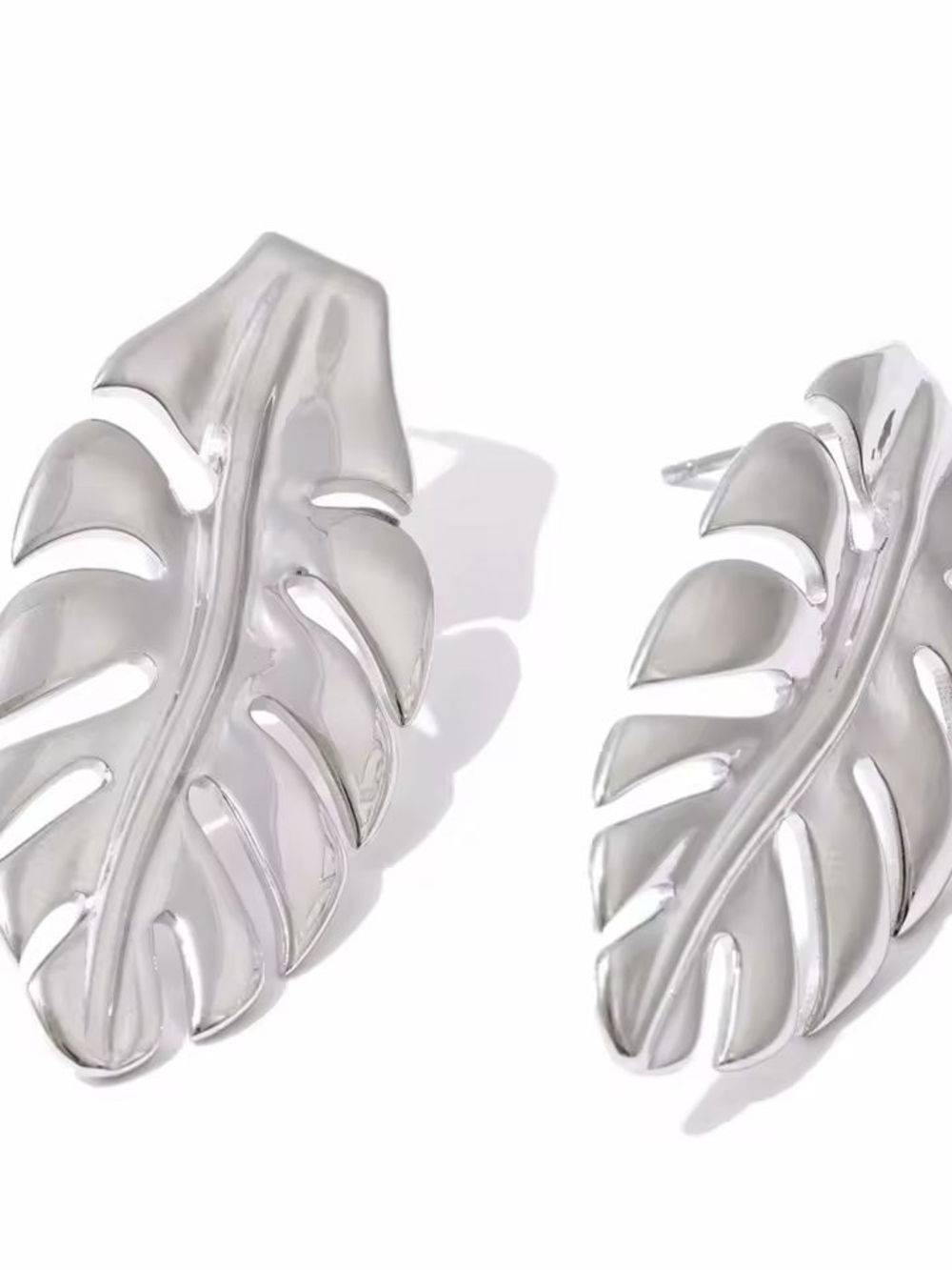 Silver Leaf Drop Earrings - Picture 5 of 7
